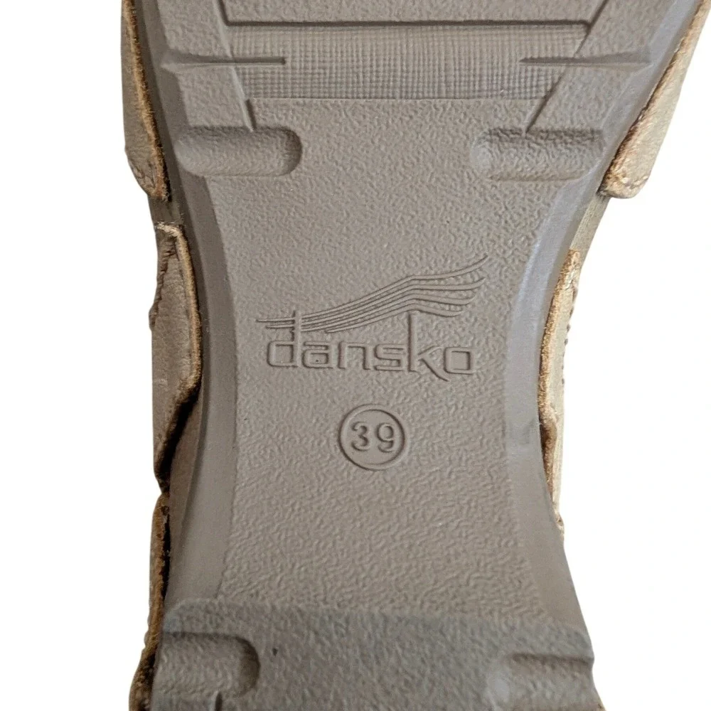 Dansko Tiffani Tan Milled Burnished Mary Jane Sandals Size 39 Ankle Strap